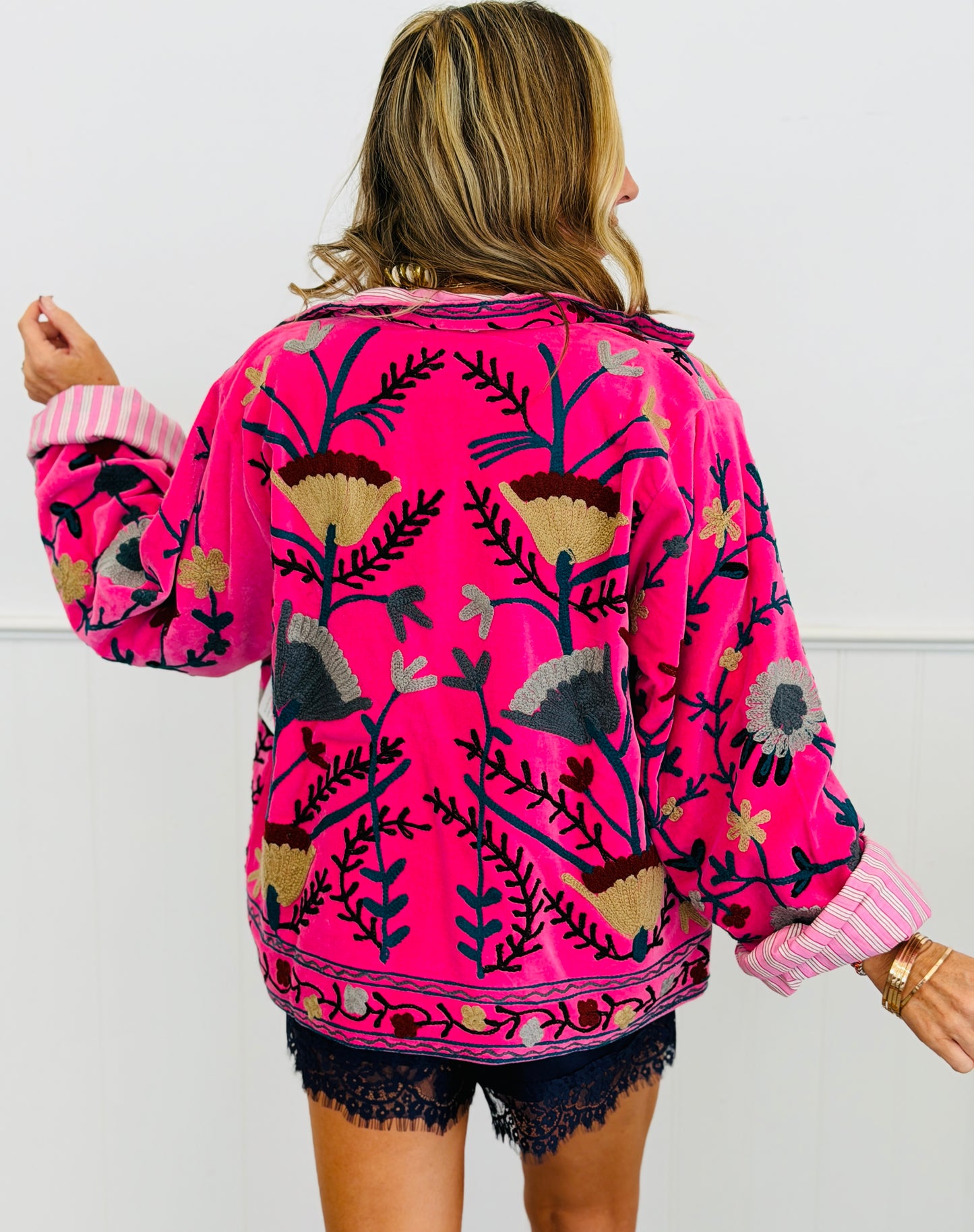 POL Hot Pink Velvet Embroidered Jacket (Reg.)
