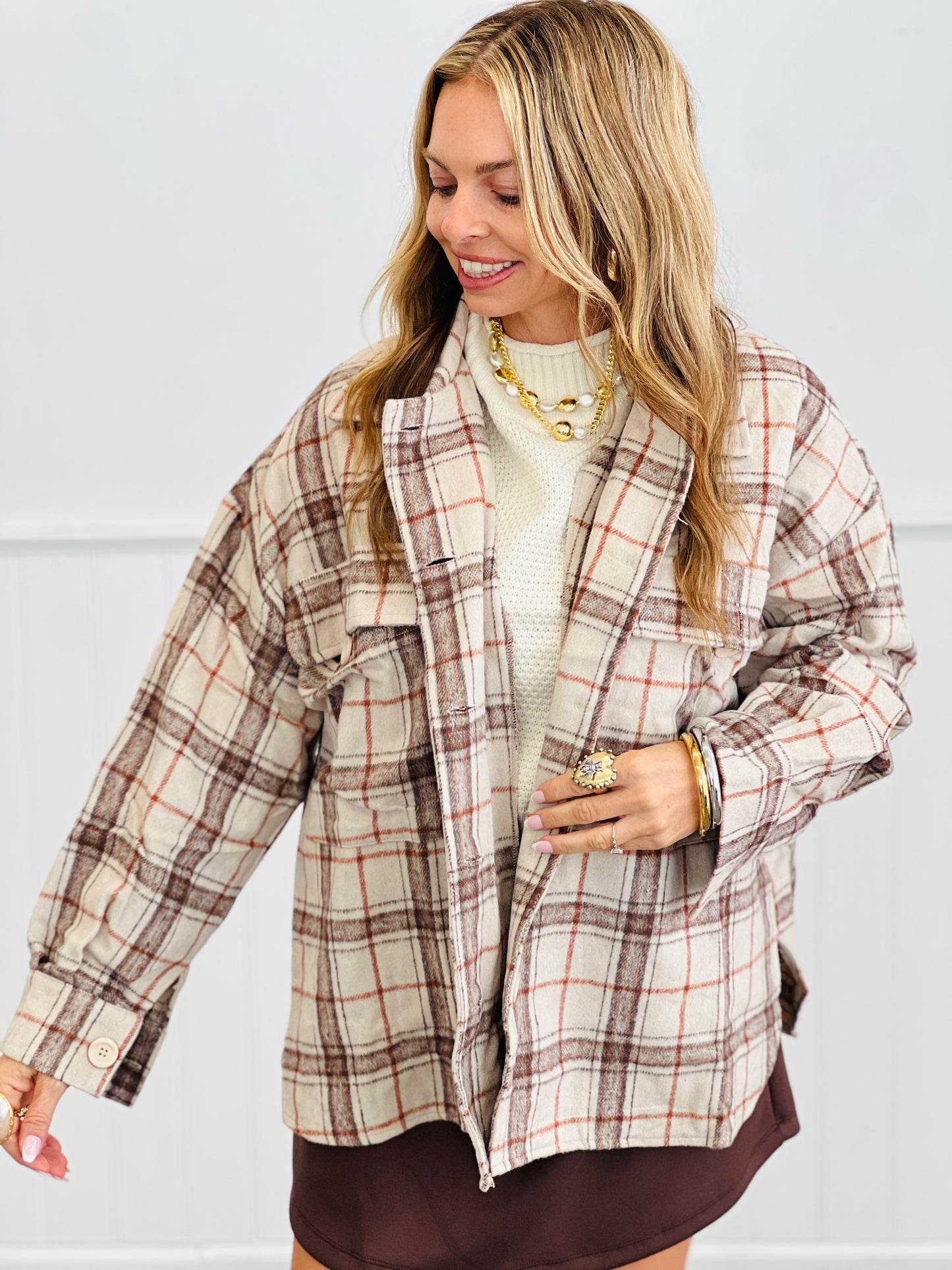 Plaid Button Down Shacket (Reg.) - 2 Colors