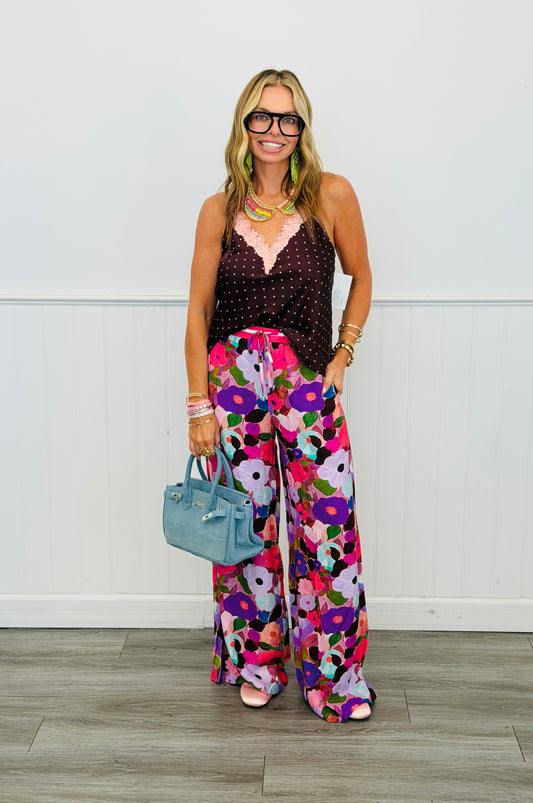 Berry Pink Floral Pocket Pants (Reg & Plus)