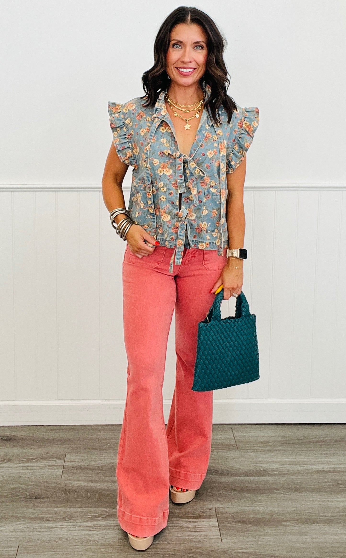 Peach Blossom Bell Bottom Pants (Reg & Plus)