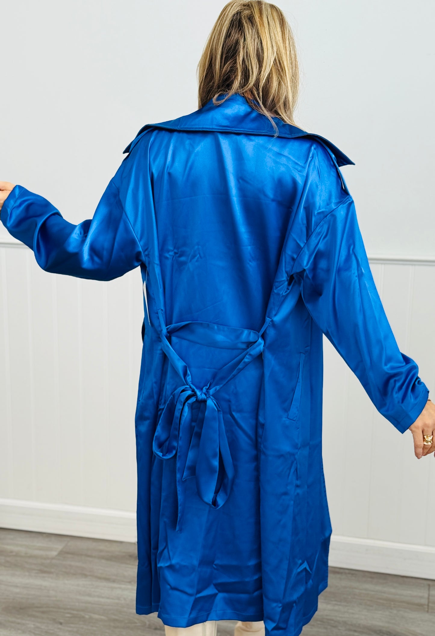 Satin Belted Longline Cardigan (Reg.) - 2 Colors