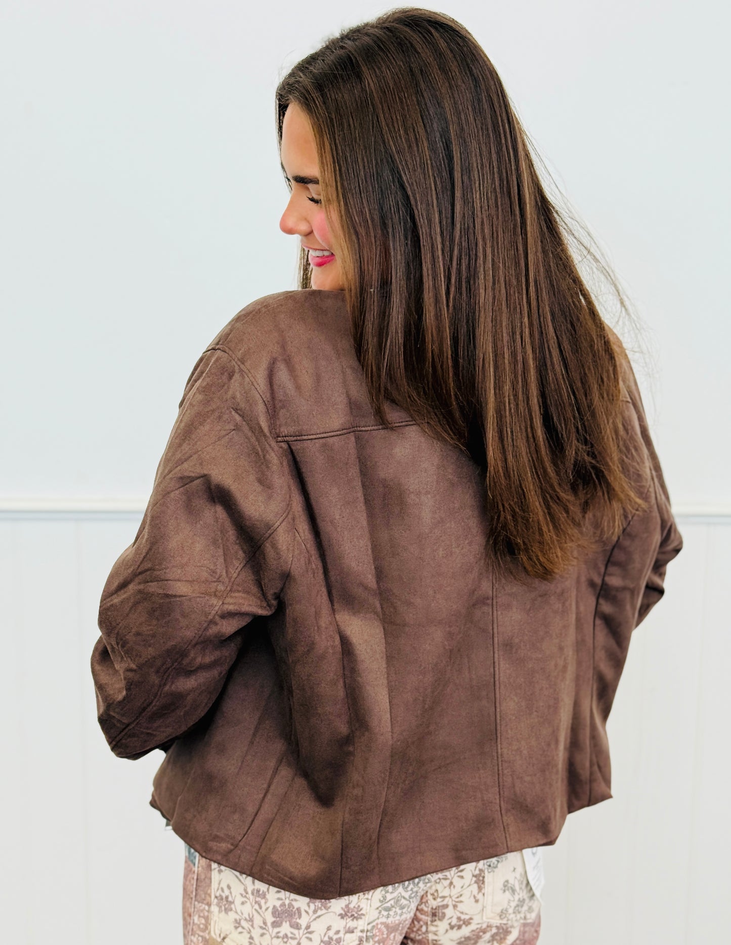 Dk Brown Stud Detail Zip Up Jacket (Reg & Plus)