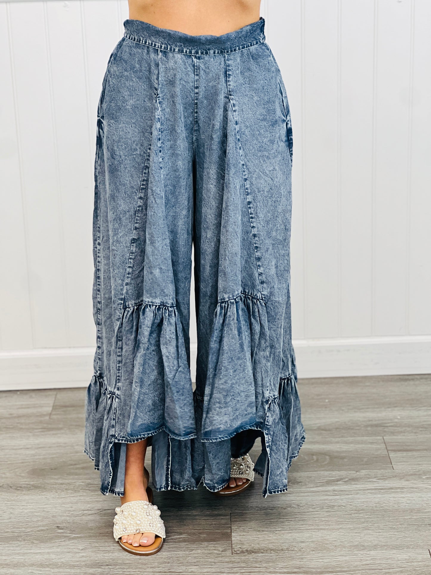 Oli & Hali Wide Leg Ruffled Hem Tencel Pants (Reg.)