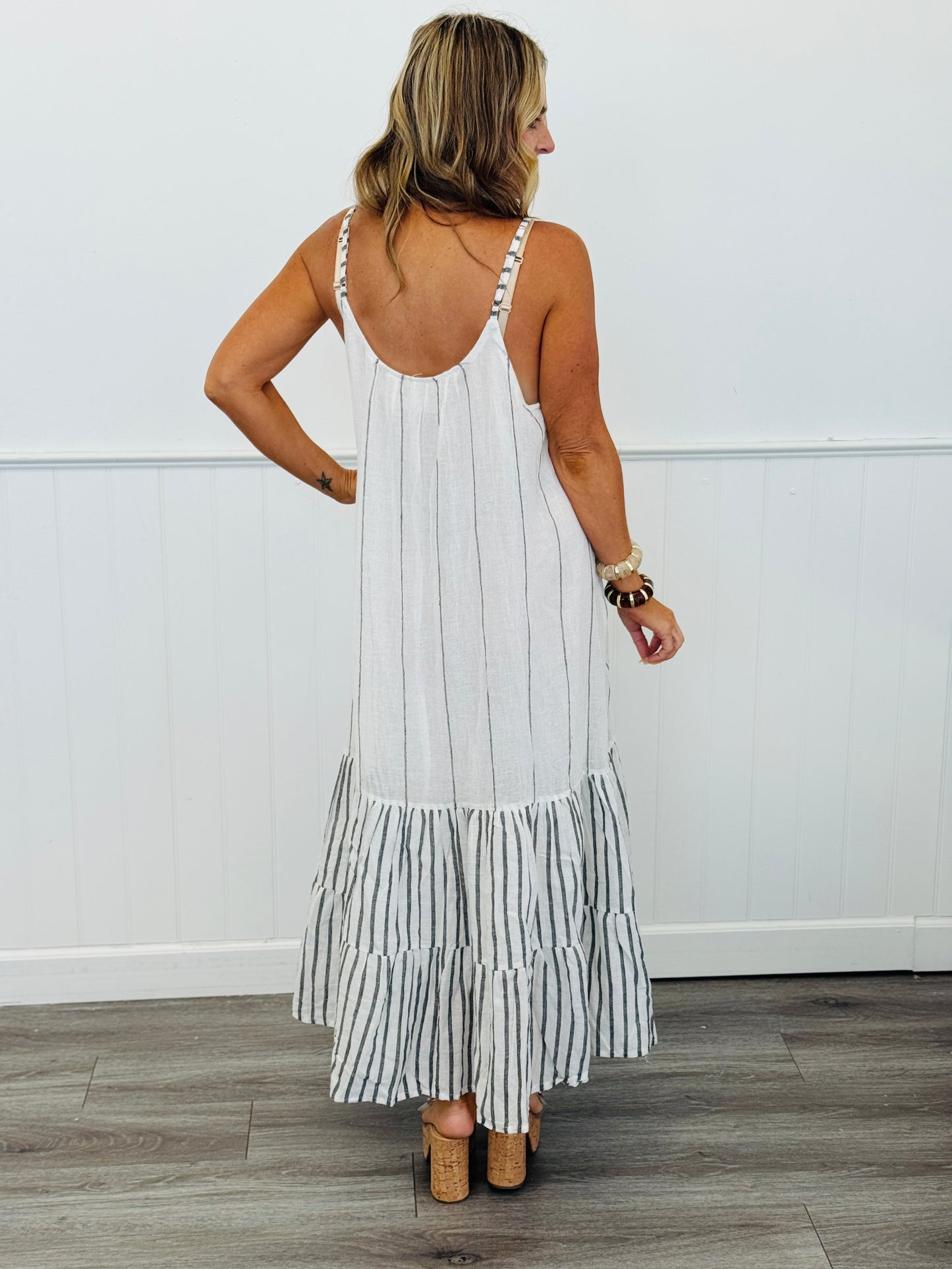 POL Ivory Multi Striped & Strappy Maxi Dress (Reg.)