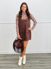 Chestnut Faux Suede Shift Mini Dress (Reg.)