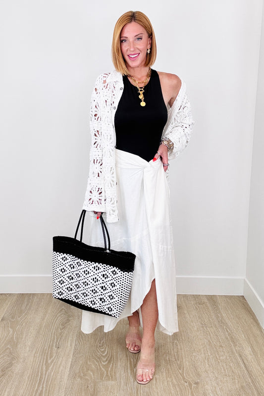 Ivory Linen Faux Wrap Maxi Skirt (Reg)