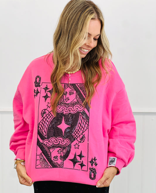 WR x Queen Of Sparkles Pink/Black Logo Card Sweatshirt (Reg. and Plus)