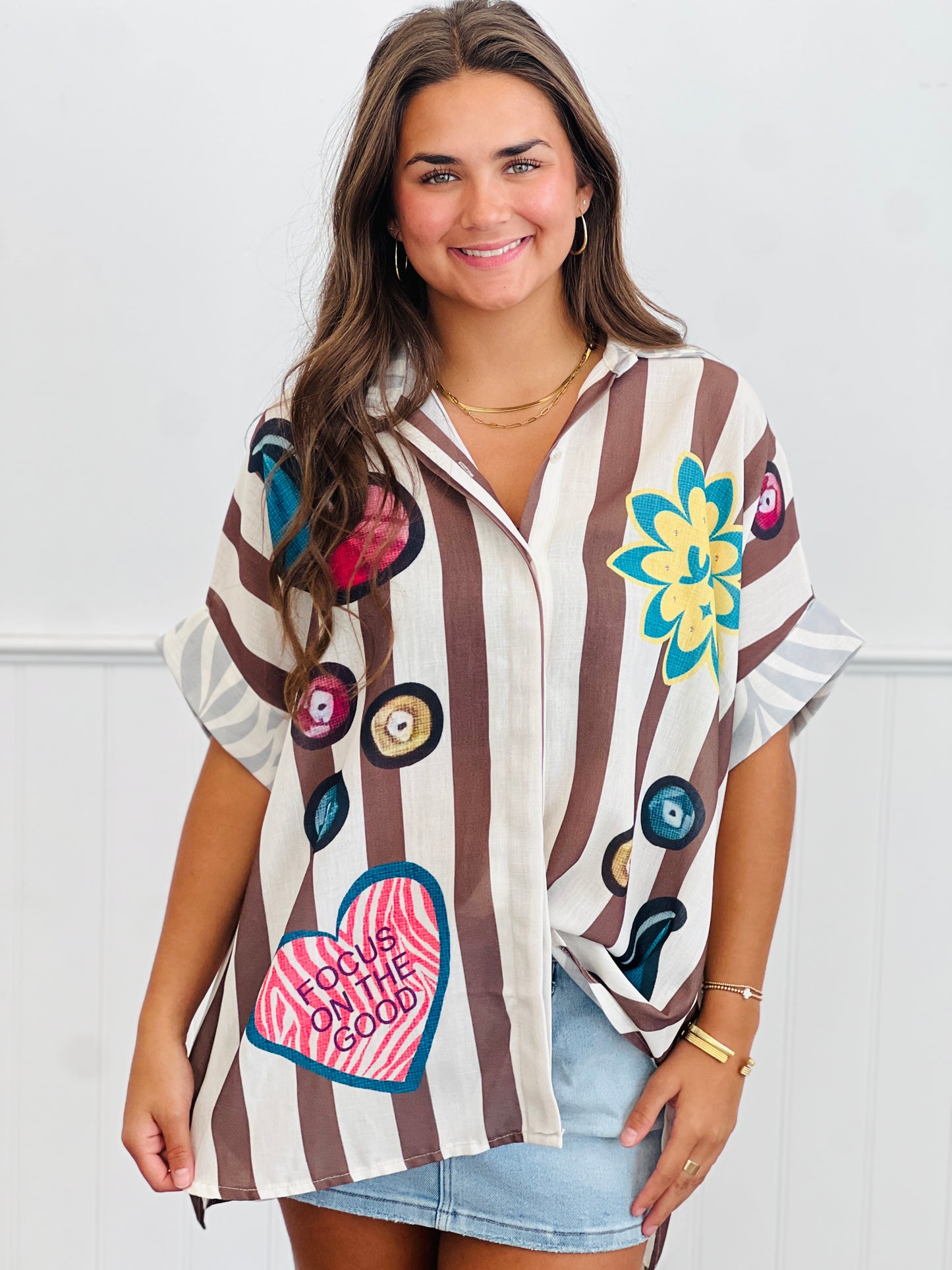 Brown Stripe Better Late Than Ugly Top (One Size)