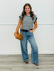 Navy Mini Striped Button Front Vest (Reg.)