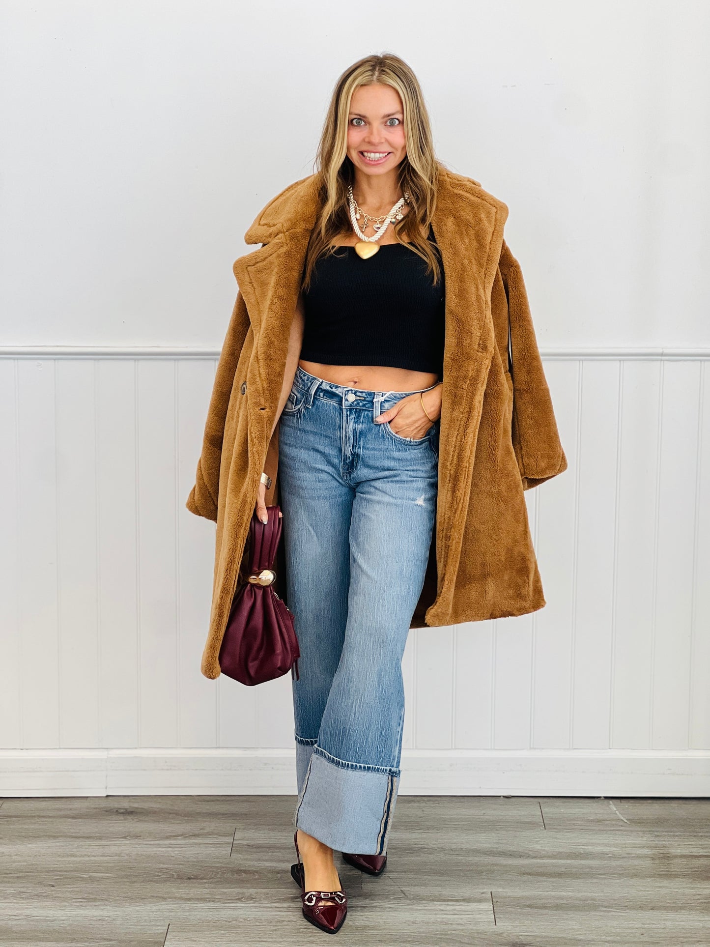 Carmel Double Breasted Faux Fur Coat (Reg.)