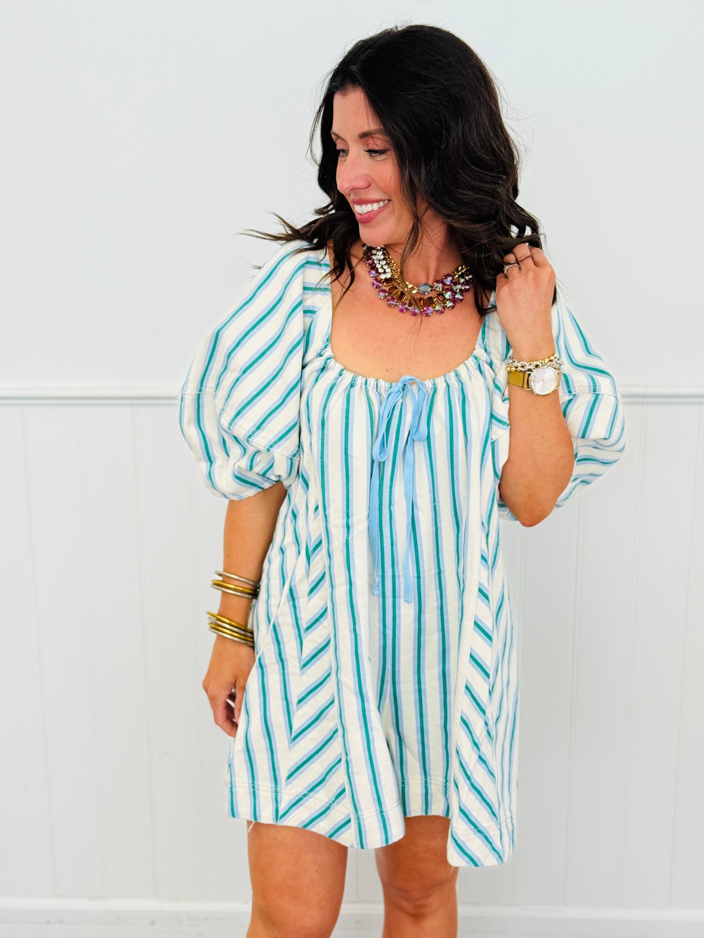 Multi Stripe Oversized Romper (Reg.)-2 Colors
