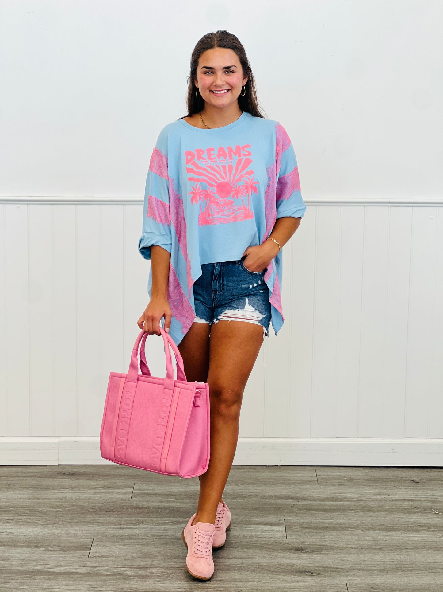 Blue Dream Tropical Lace Detailed Top (Reg. and Plus)