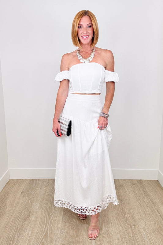 White Corset Top & Maxi Skirt Set (Reg.)