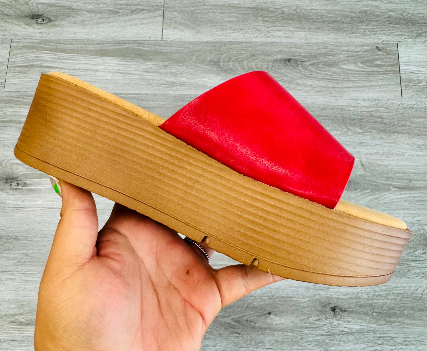 Red Meet Me There Platform Sandals