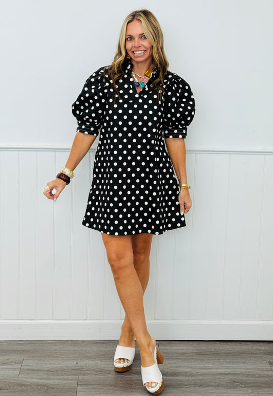 Black Polka Dot Cutie Mini Dress (Reg.)