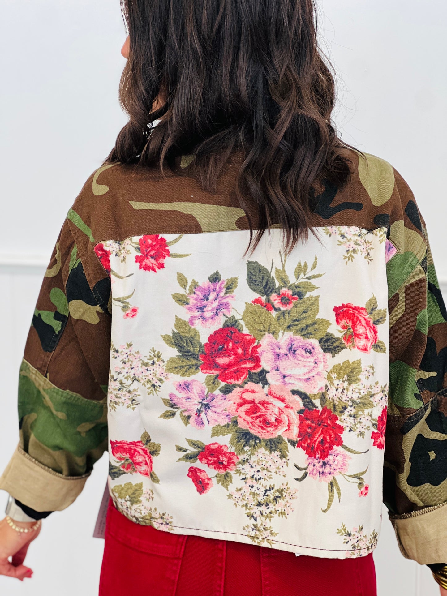 Camo Print Contrast Floral Jacket (Reg.)