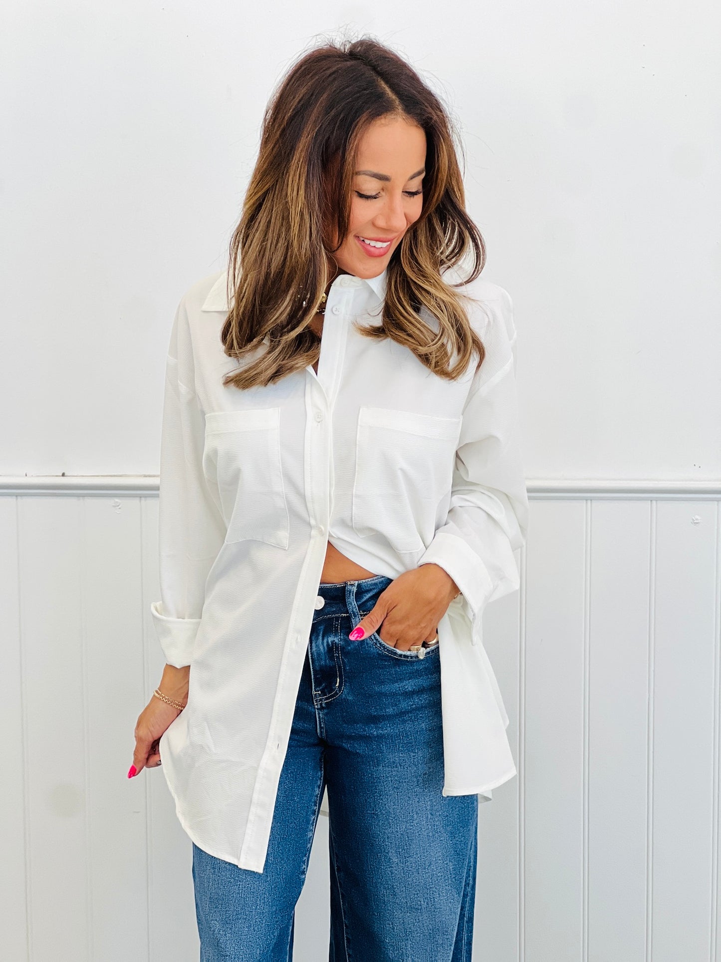 Long Sleeve Woven Oversized Shirt (Reg.)- 3 Colors
