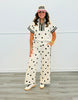 Oatmeal Polka Dot Half Zip Short Sleeve Top (Reg.)