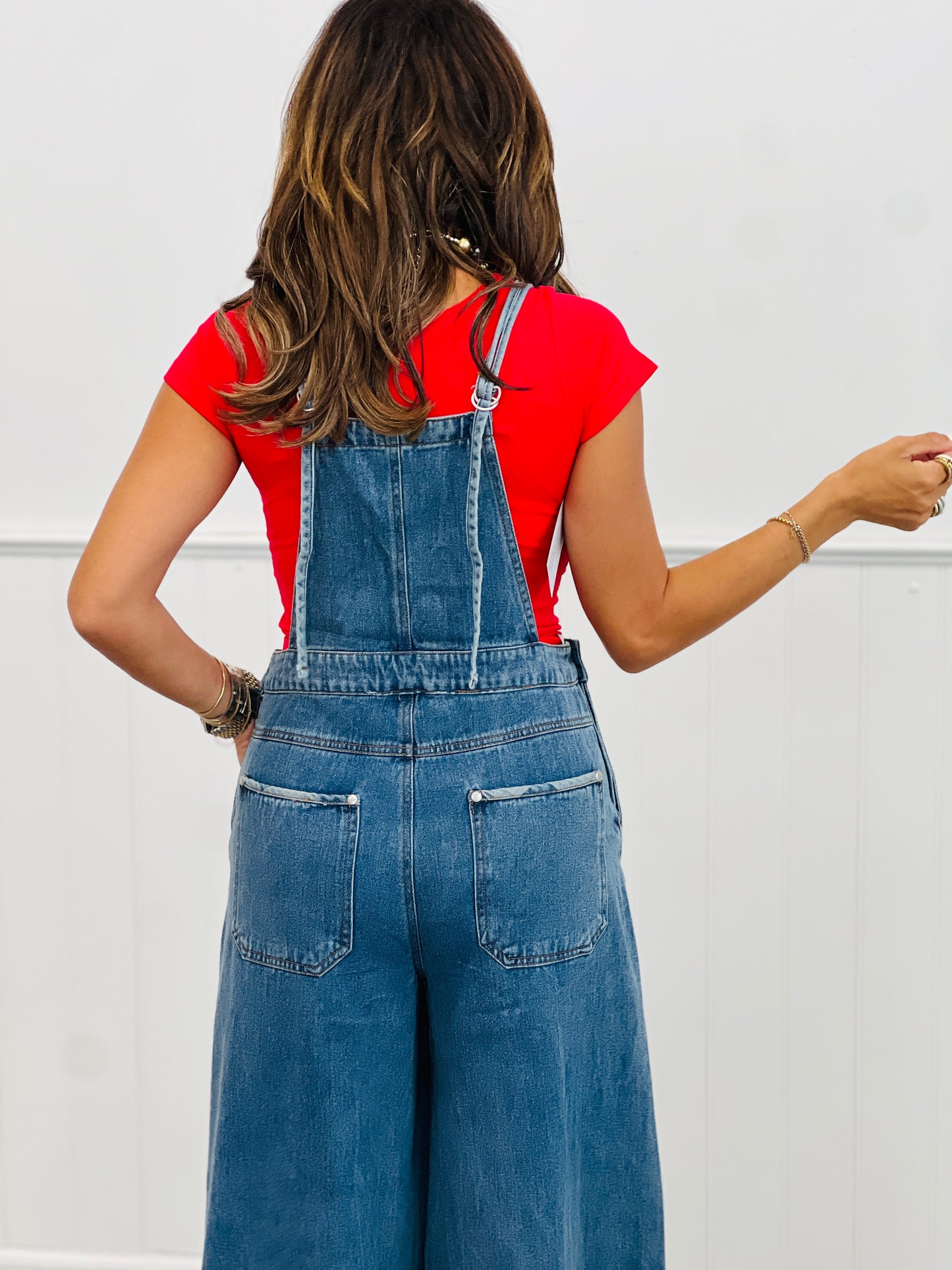Light Denim Checkerboard Overalls (Reg & Plus)