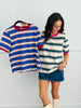 Contrast Trim Striped Tee Top (Reg & Plus)-2 Colors