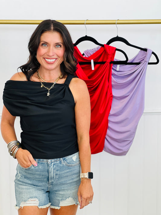 Stretchy Asymmetrical Blouse (Reg.)- 3 Colors