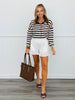 Off White Ruffled Lace Trim Shorts (Reg.)