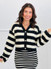 Black Striped Knit Cardigan & Midi Dress Set (Reg.)