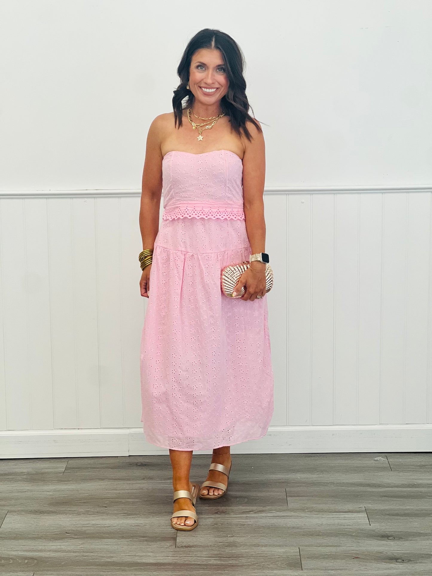 Eyelet Tube Top and Midi Skirt Set (Reg.) - 3 Colors