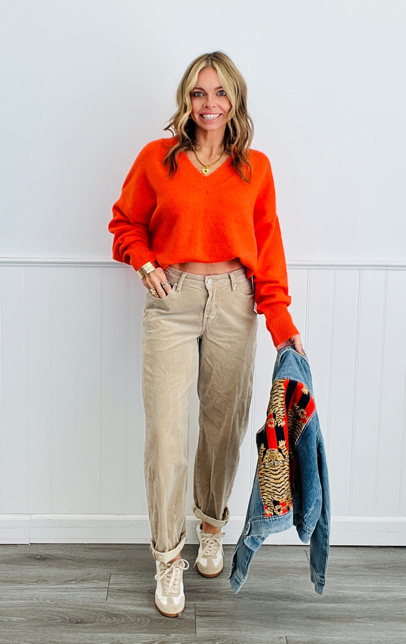 Risen Tan Corduroy Barrel Babe Jeans (Reg. & Plus)