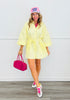 Yellow Button Down Mini Shirt Dress (Reg. and Plus)