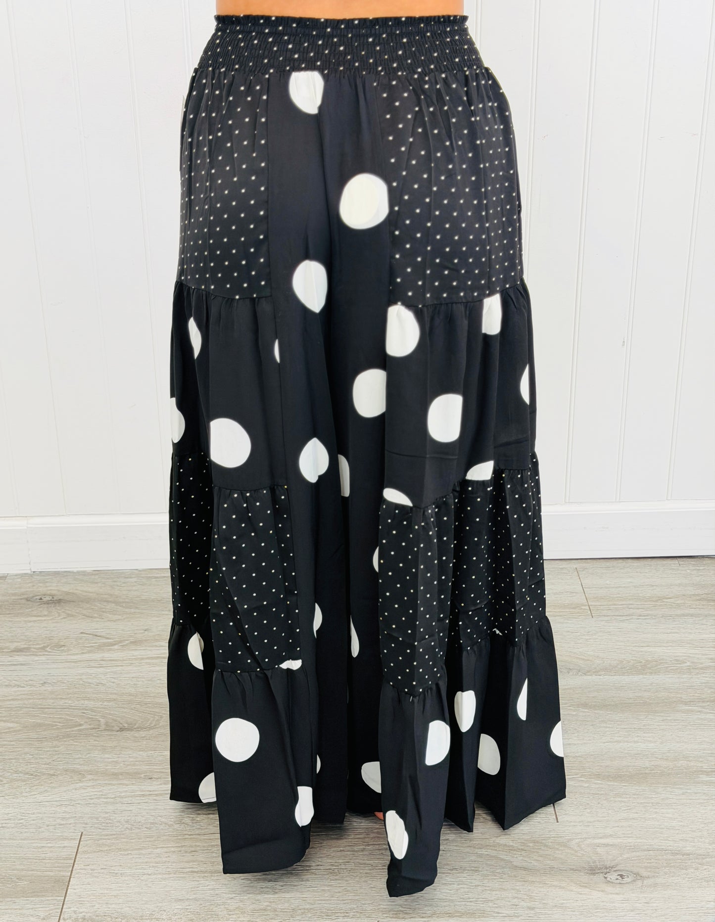 Black/White Polka Dot Maxi Wide Leg Pant (Reg & Plus)
