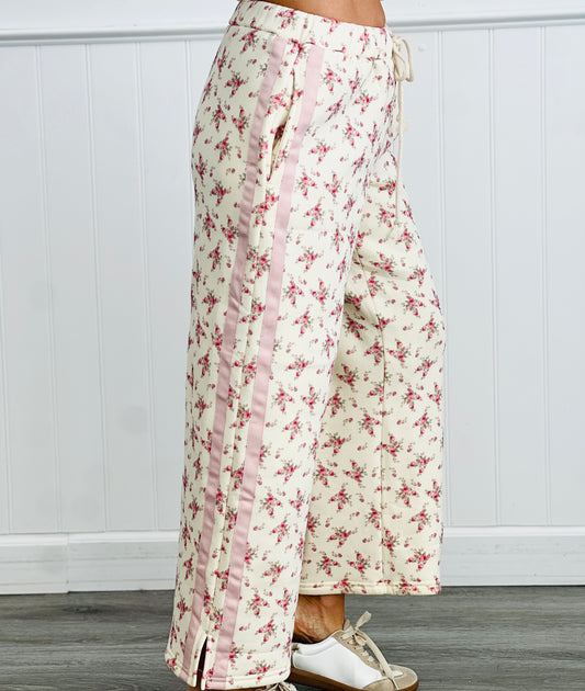 Cream Floral Heavy Fleece Pants (Reg.)