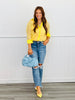 Yellow Lace Kathryn Button-Up Blouse (Reg. and Plus)