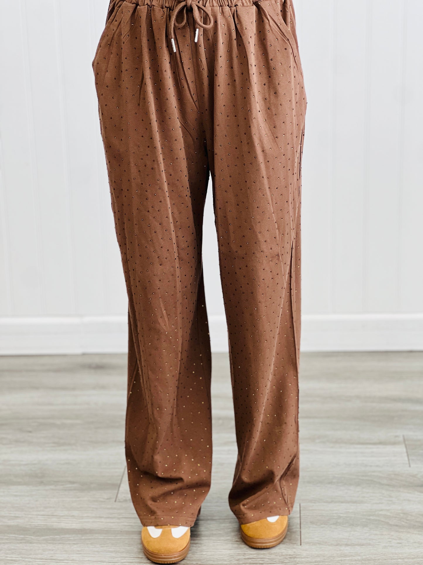 Chocolate Twinkling Rhinestones Tee Top & Pants Set (Reg.)