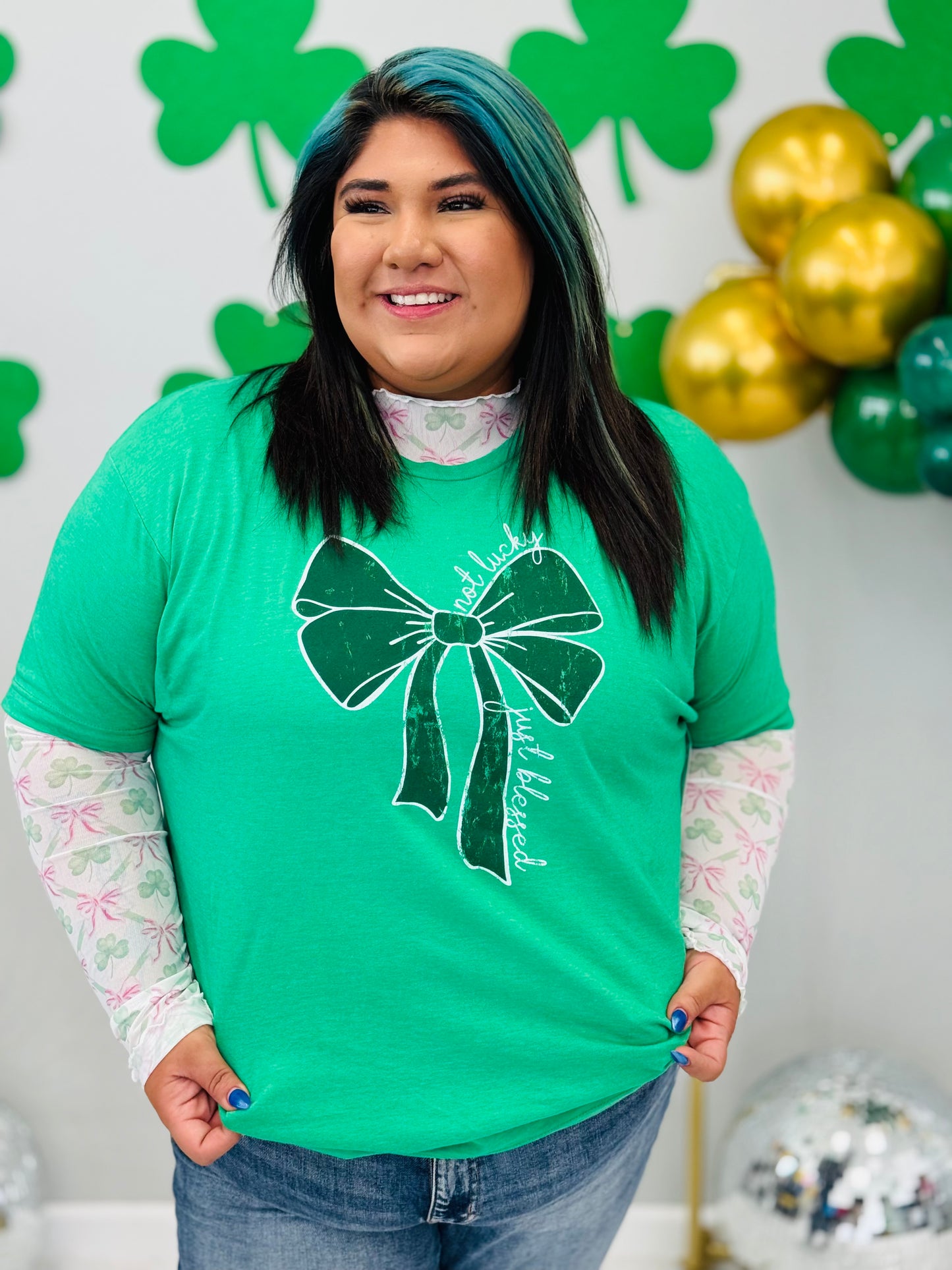 Coquette St. Patrick's Day Mesh LS Top (Reg. & Plus)
