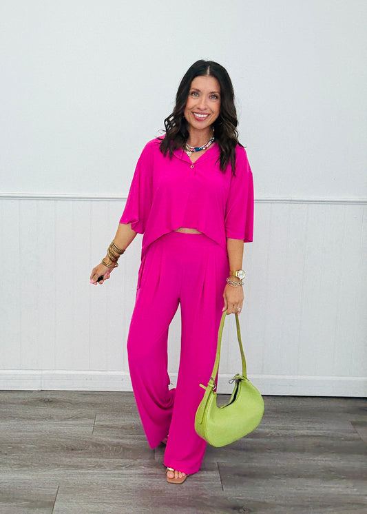 Dear Scarlett Short Sleeve Top & Pants Set (Reg. and Plus) - 2 Colors