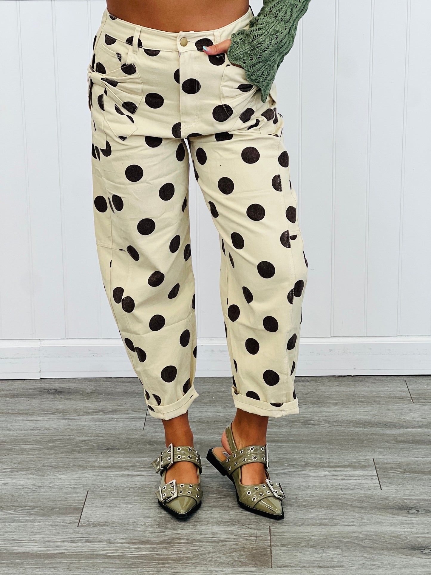 Polka Dot Bow Barrel Pants (Reg & Plus)-2 Colors