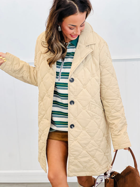 Coffee Quilted Pattern Jacket (Reg. and Plus)