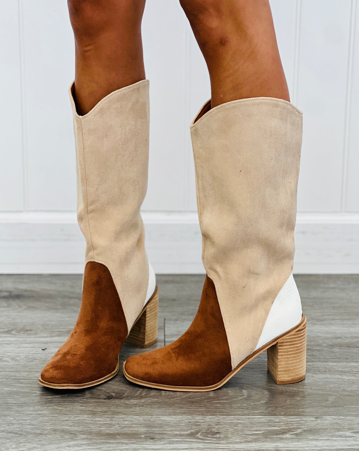 Chestnut 3-Tone Patchwork Boots