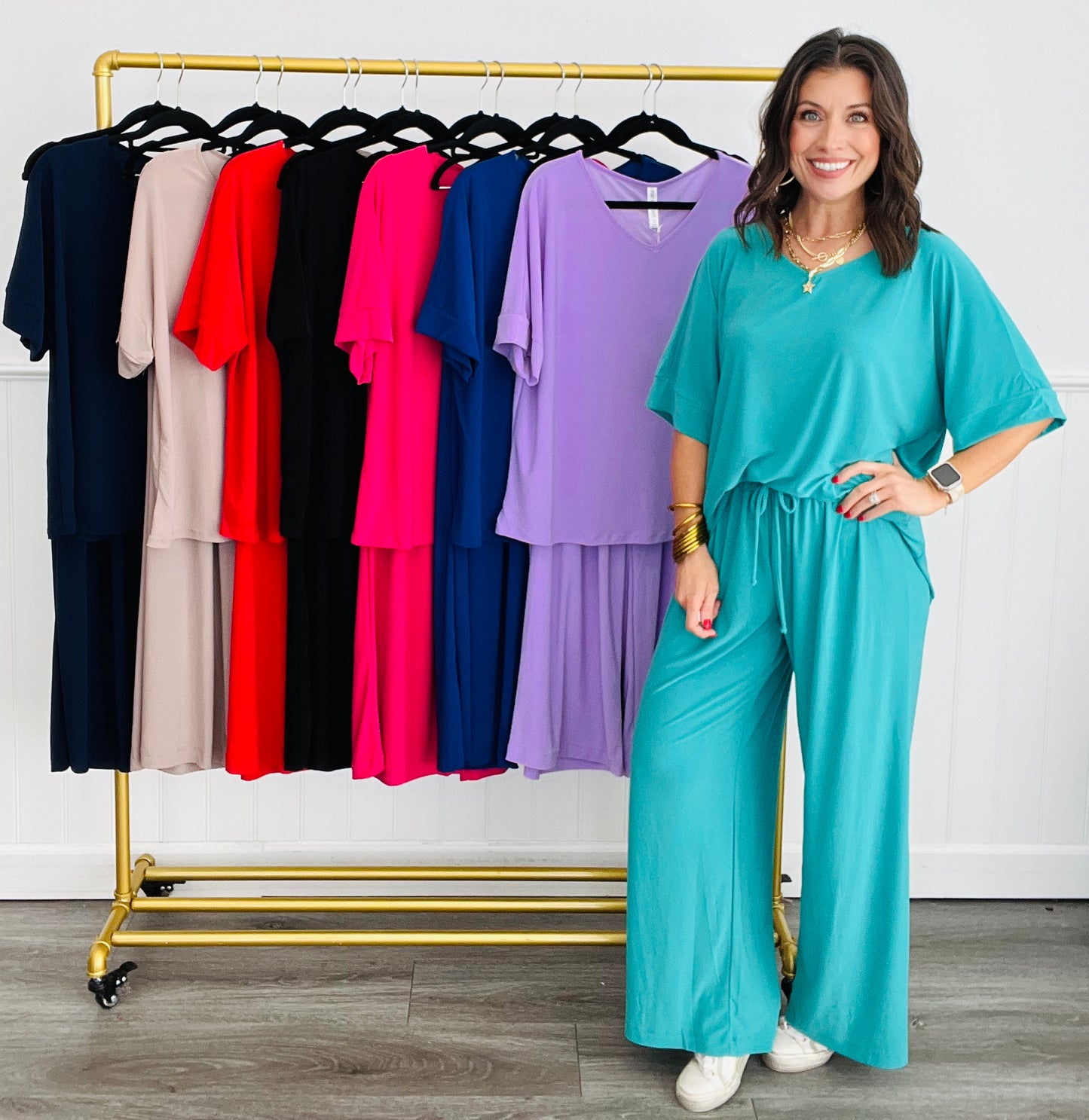Dear Scarlett Yes Please V-Neck Top & Pants Set (Reg. and Plus) - 8 Colors