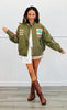 Army Green West Coast Rodeo Embroidered Bomber Jacket (Reg & Plus)