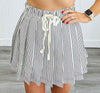 Black/Off White Striped Pleated Mini Skort (Reg.)