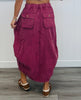 Washed Chili Denim Balloon Maxi Skirt (Reg & Plus)