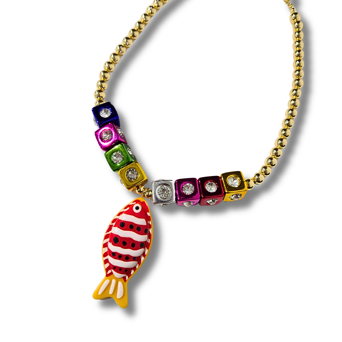 Catalina Fish Beaded Pendant Necklace