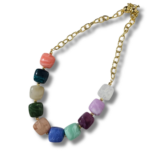 Isla Colorful Beaded & Gold Necklace