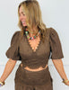 Coffee Elastic Cuff Top & Pant Set (Reg.)