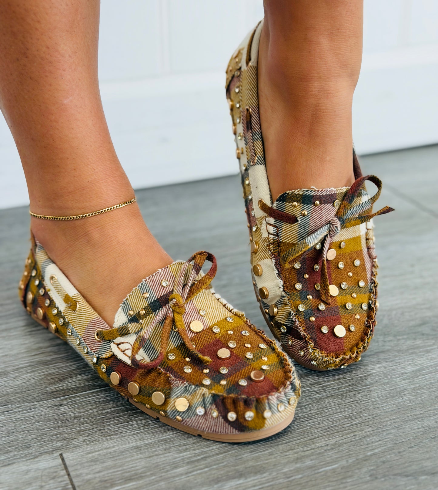 Mad About Plaid Jeweled Loafers