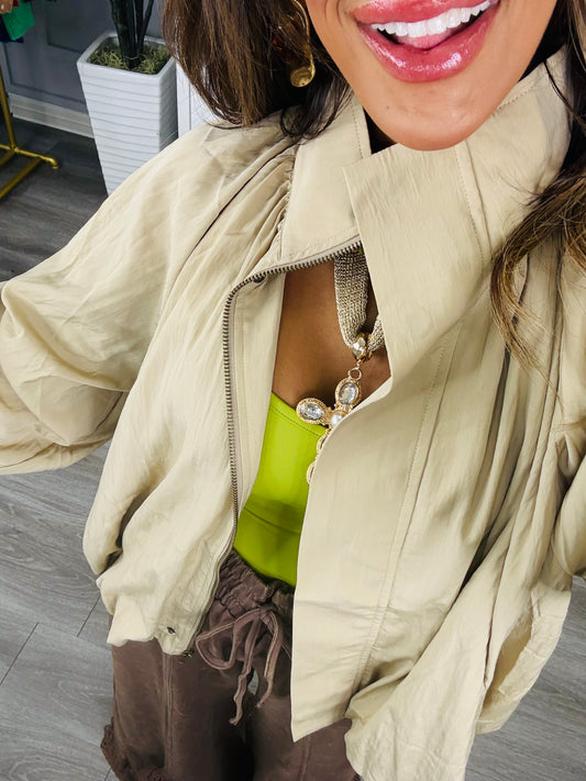 Beige Bubble Hem Lightweight Jacket (Reg.)