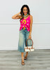 Pink/Lime Polka Dots Satin Cami Top
