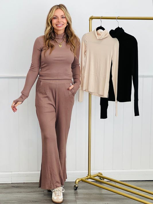 Ribbed Turtleneck Long Sleeve Top (Reg. and Plus) - 3 Colors